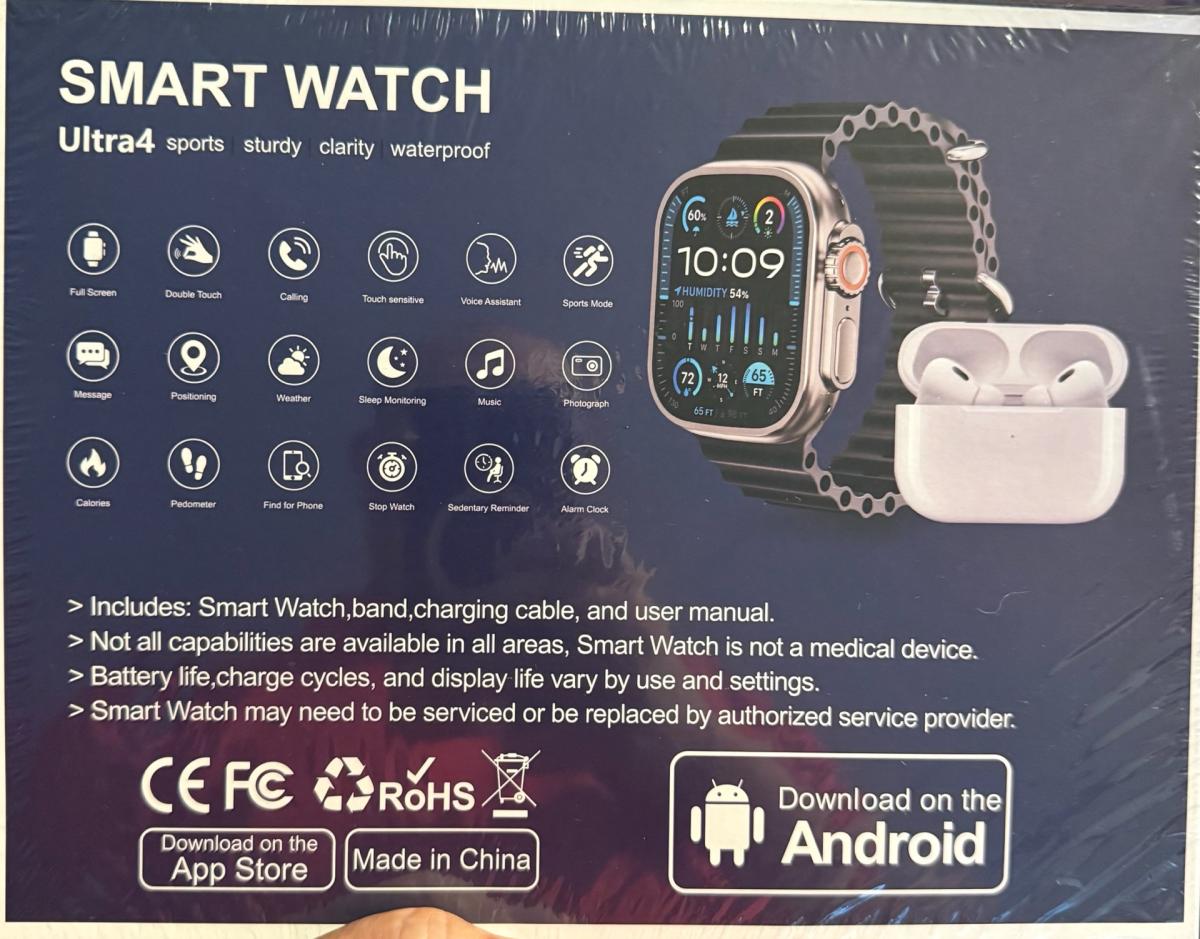 Smart watch paired with ear buds