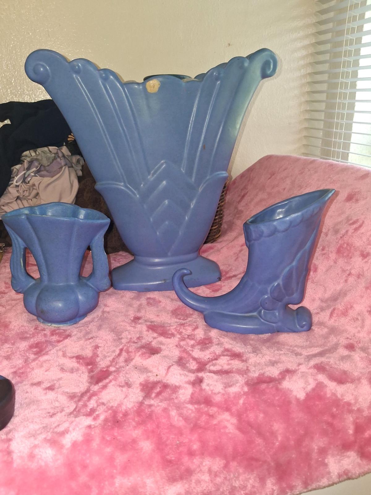 Vintage NILOAK Matte Blue Pottery Set