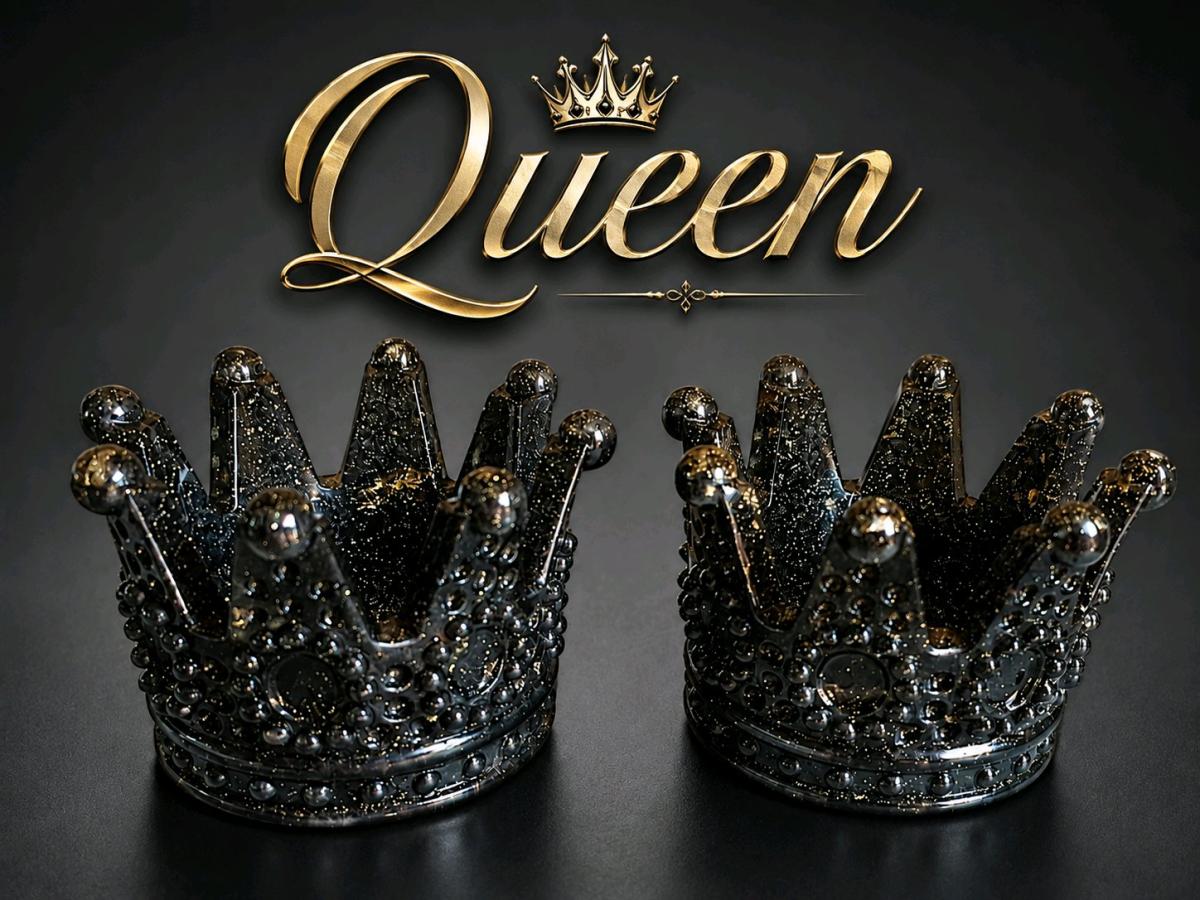 Black and Gold leaf accents crowns set of 2
