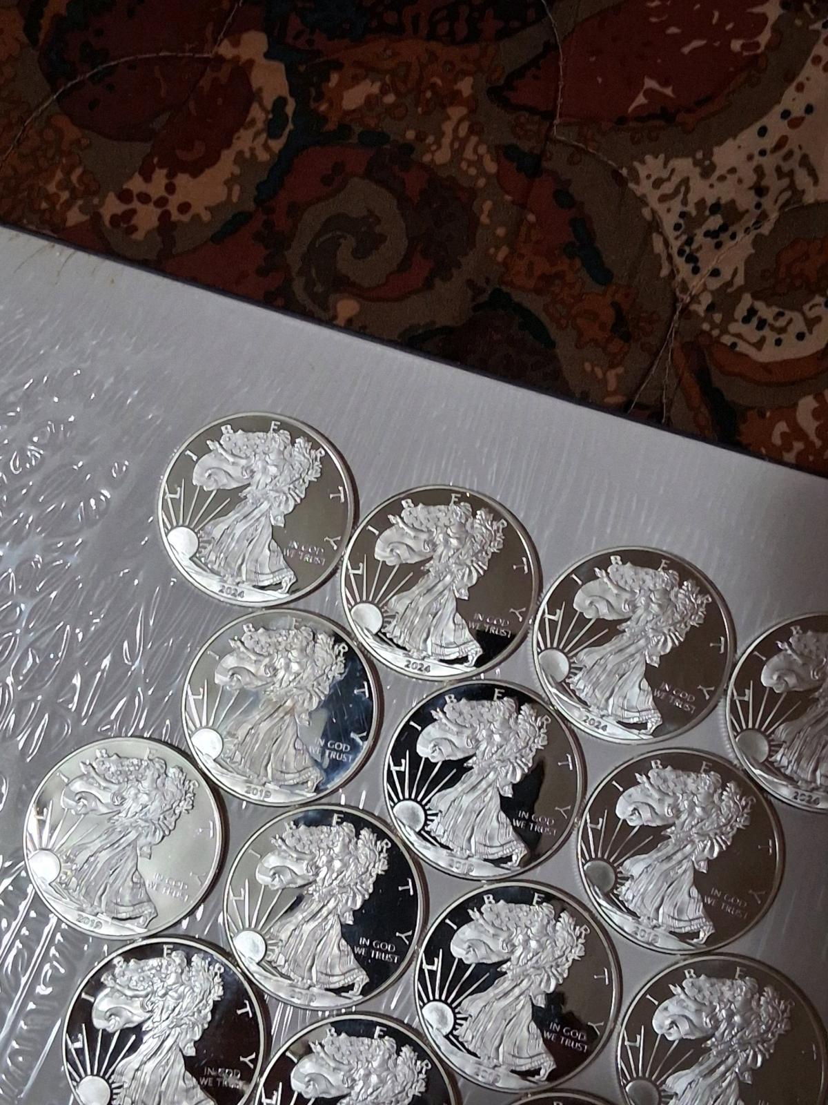 non magnetic silver plated eagle rounds 1oz