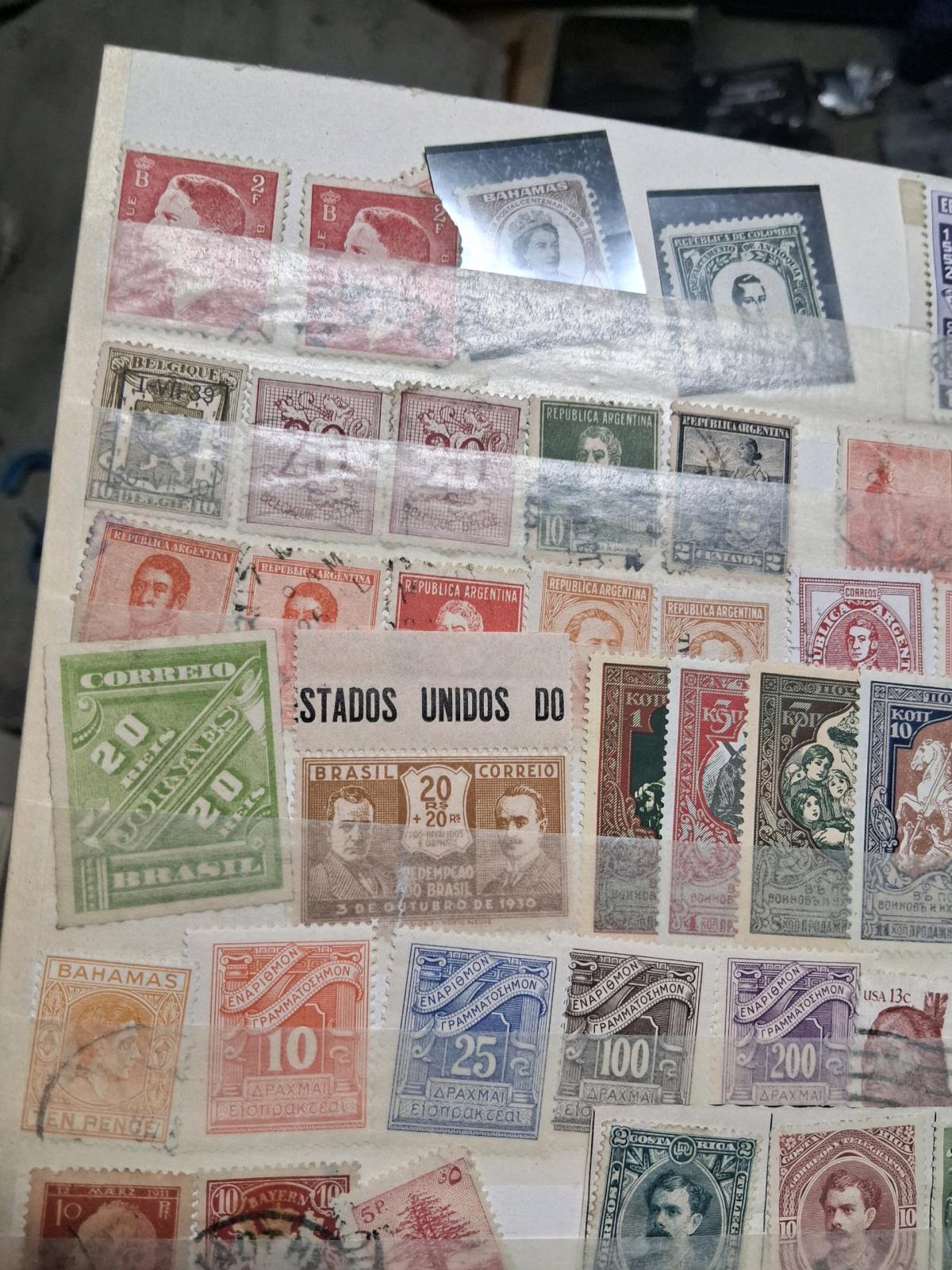 old antique 20 plus page front and back world stamp binder