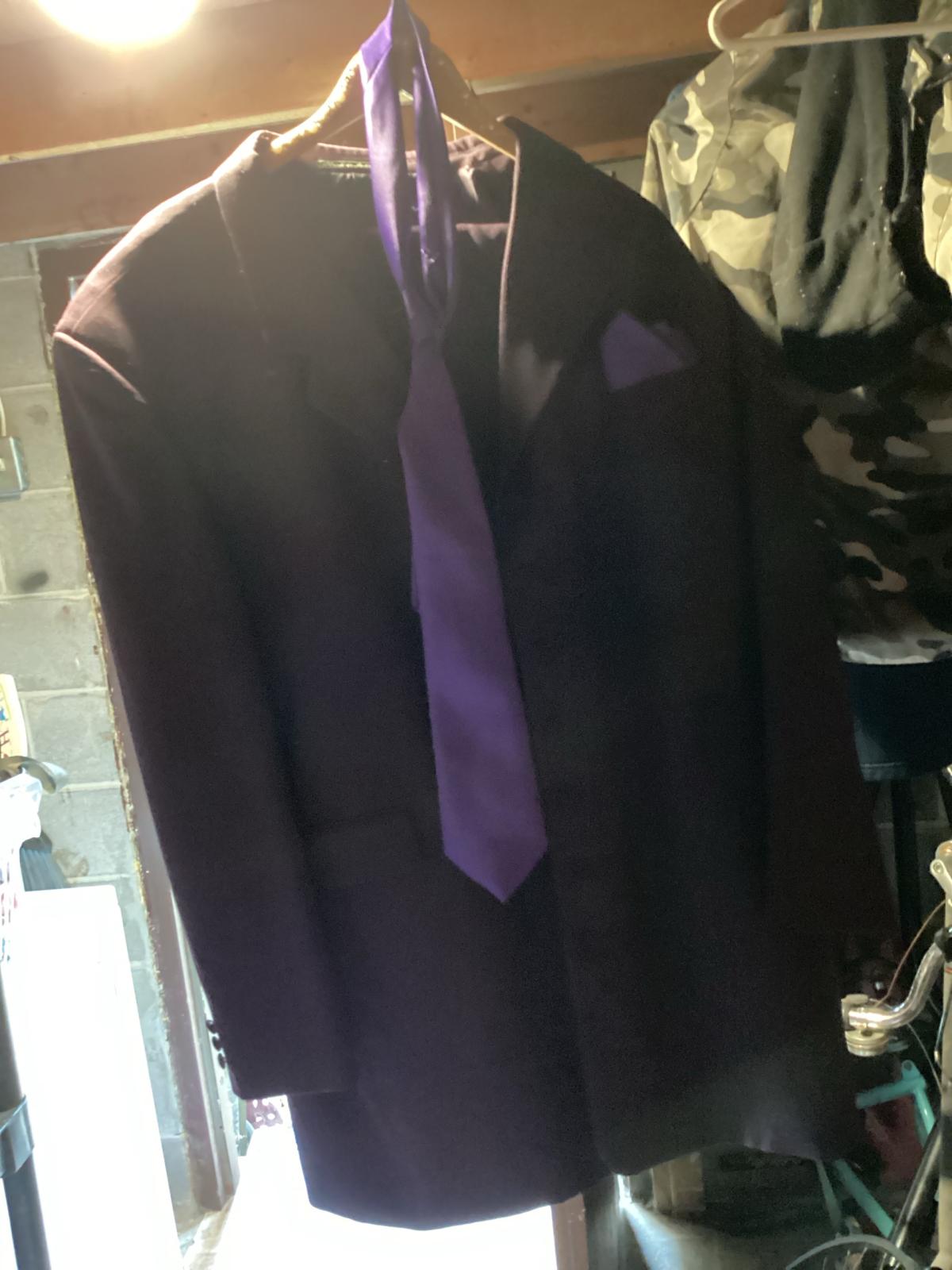 A Full Pierre Raisson Purple Formal Tuxedo Set