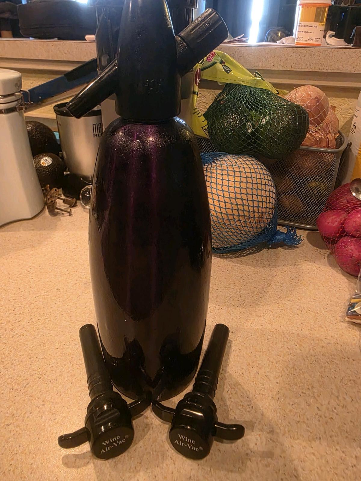 80s soda siphon and 2 wine vacuumed sealers