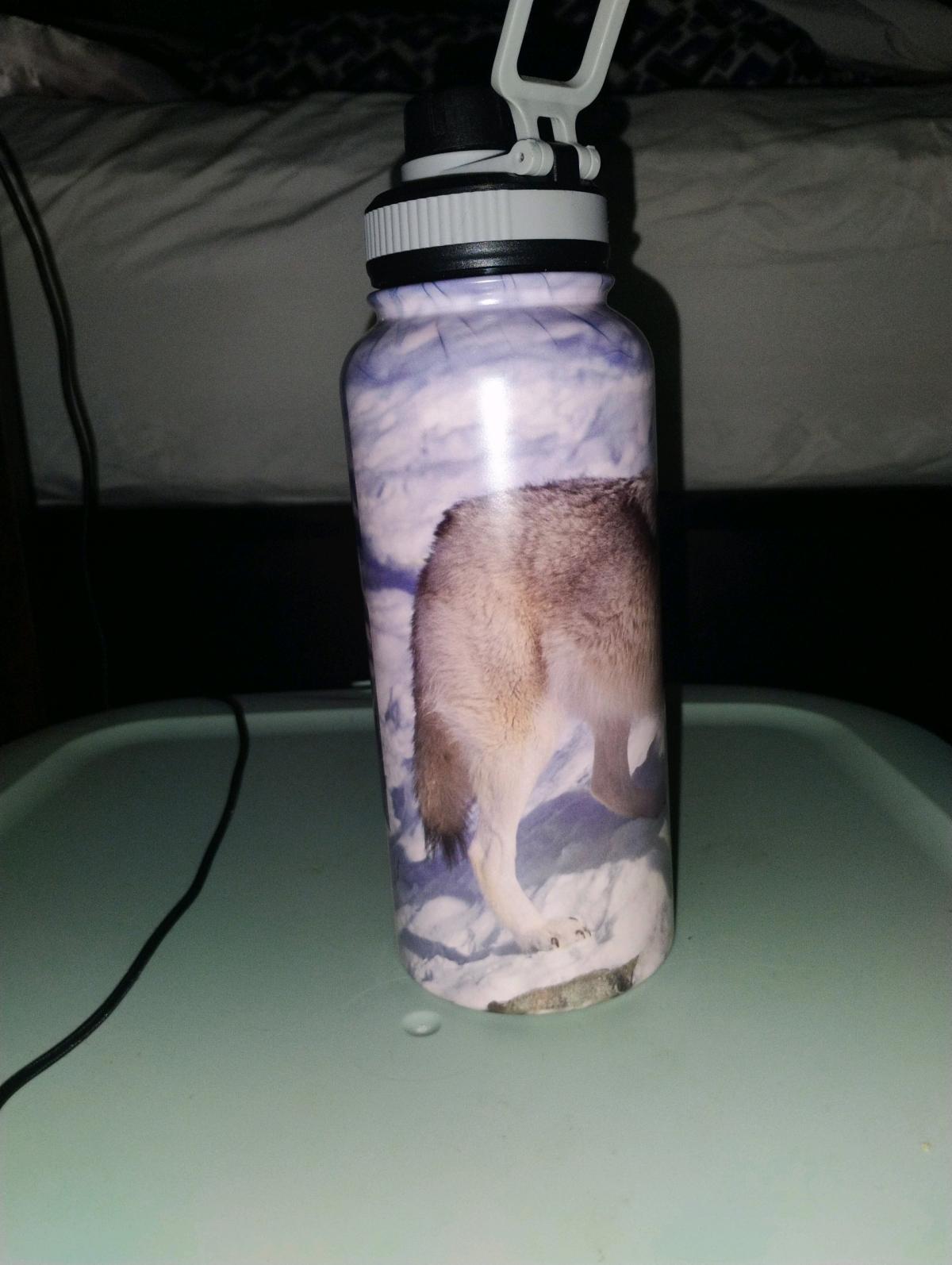 medium sized metal wolf water bottle