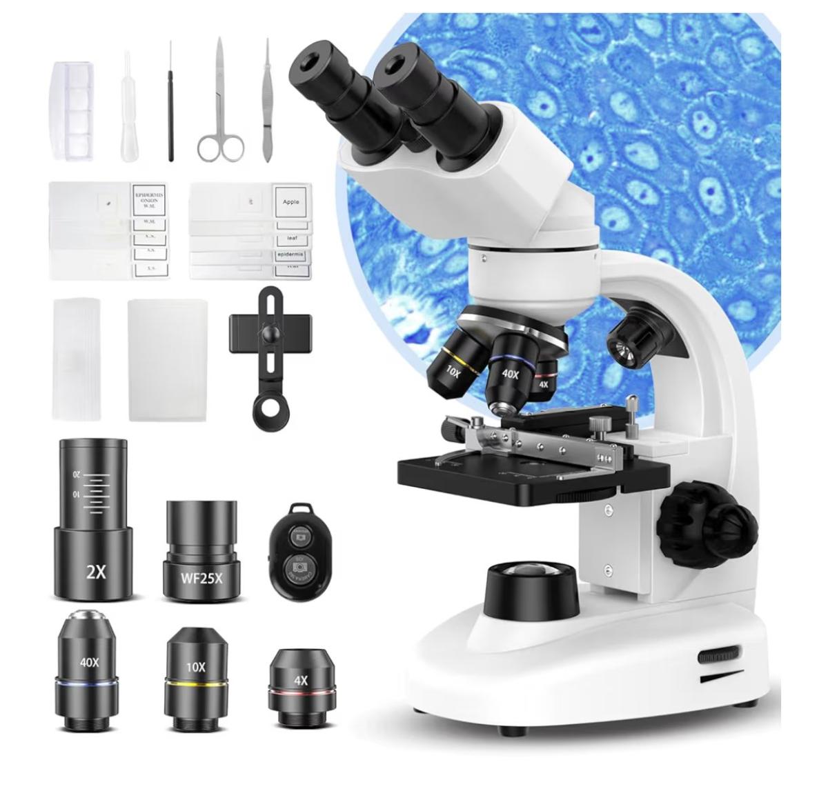 Microscopio Binocular Compuesto Profesional 40X1600X con Cab