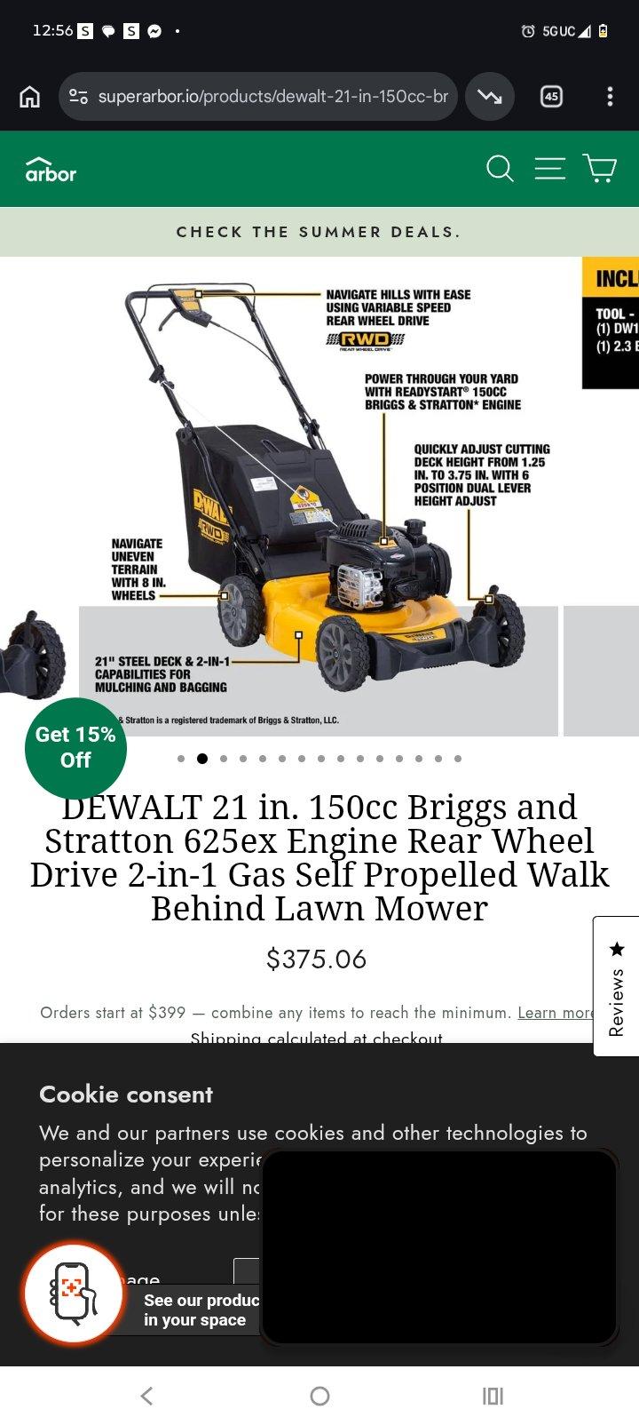 dewalt lawn mower