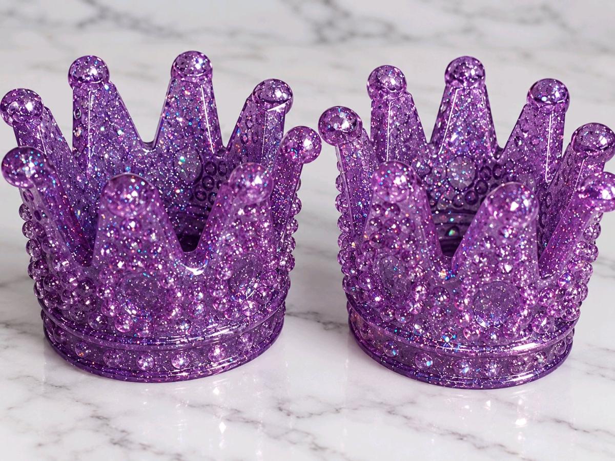 twin purple LED candle holders