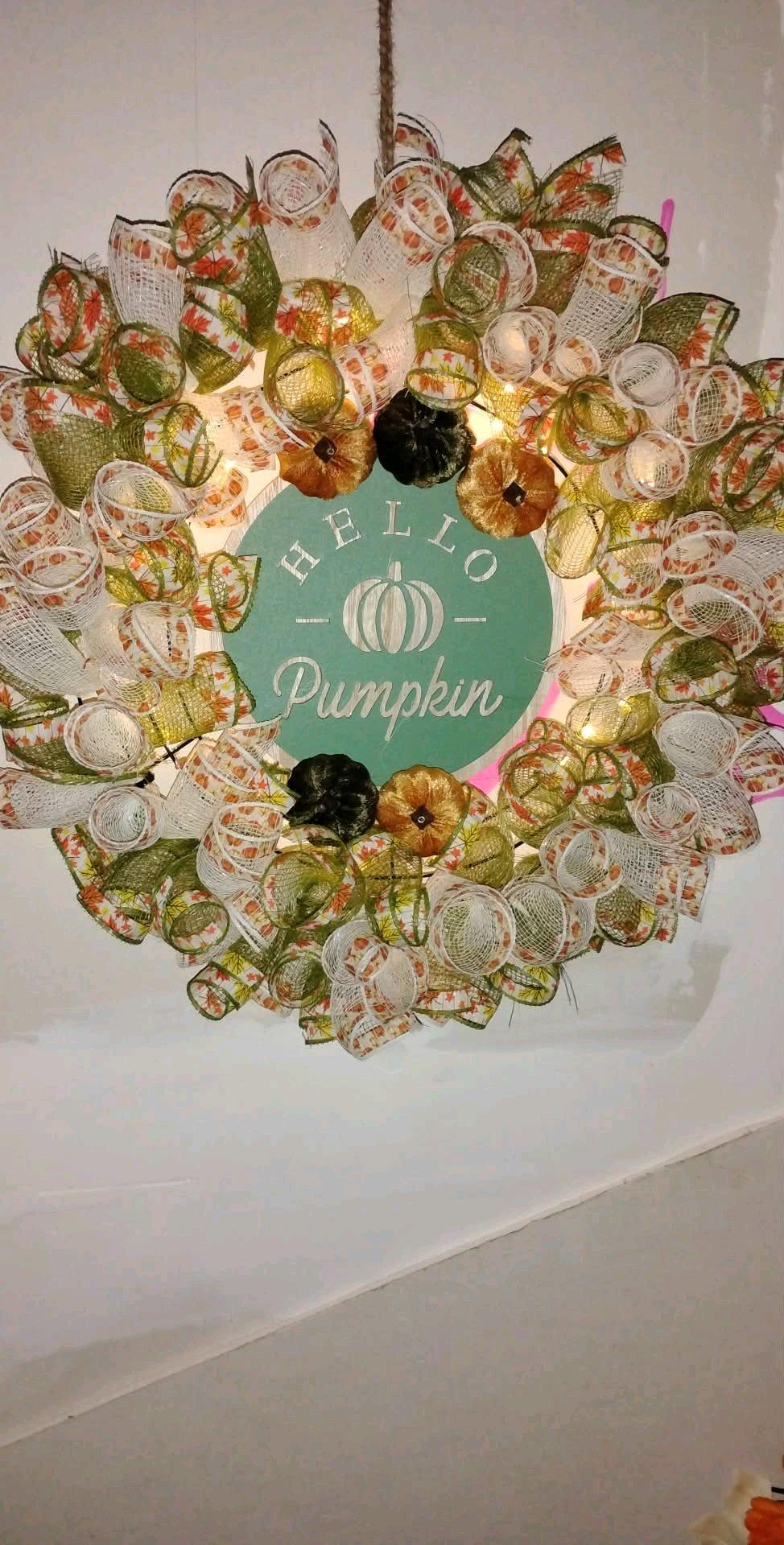 Handmade Fall wreath with lights
