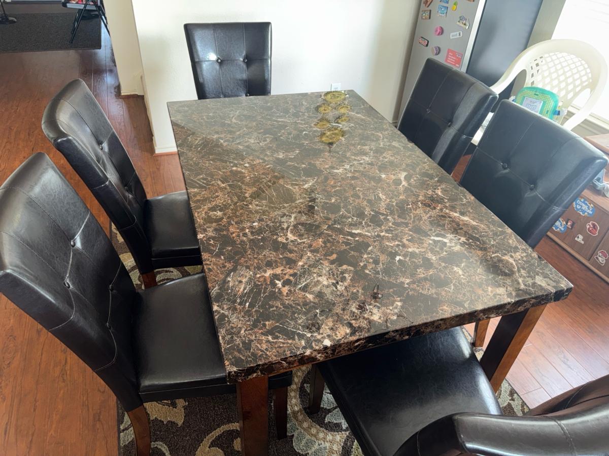 Leather dining table chairs 6 sets