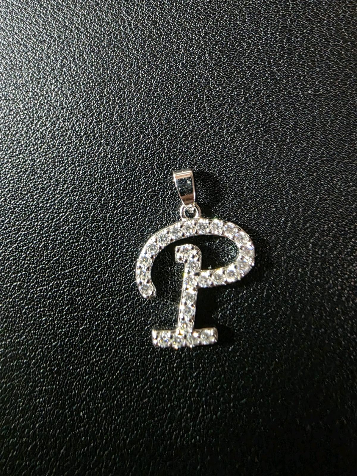 letter P charm real Moissanite Diomands