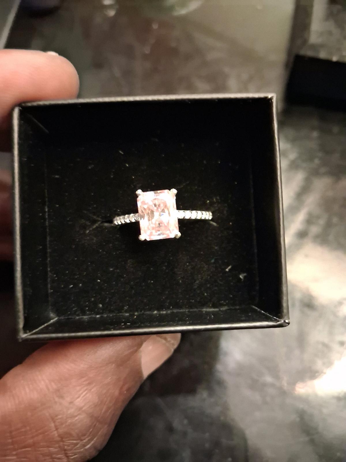 ladys pink radiant cut lab diamond engagement ring