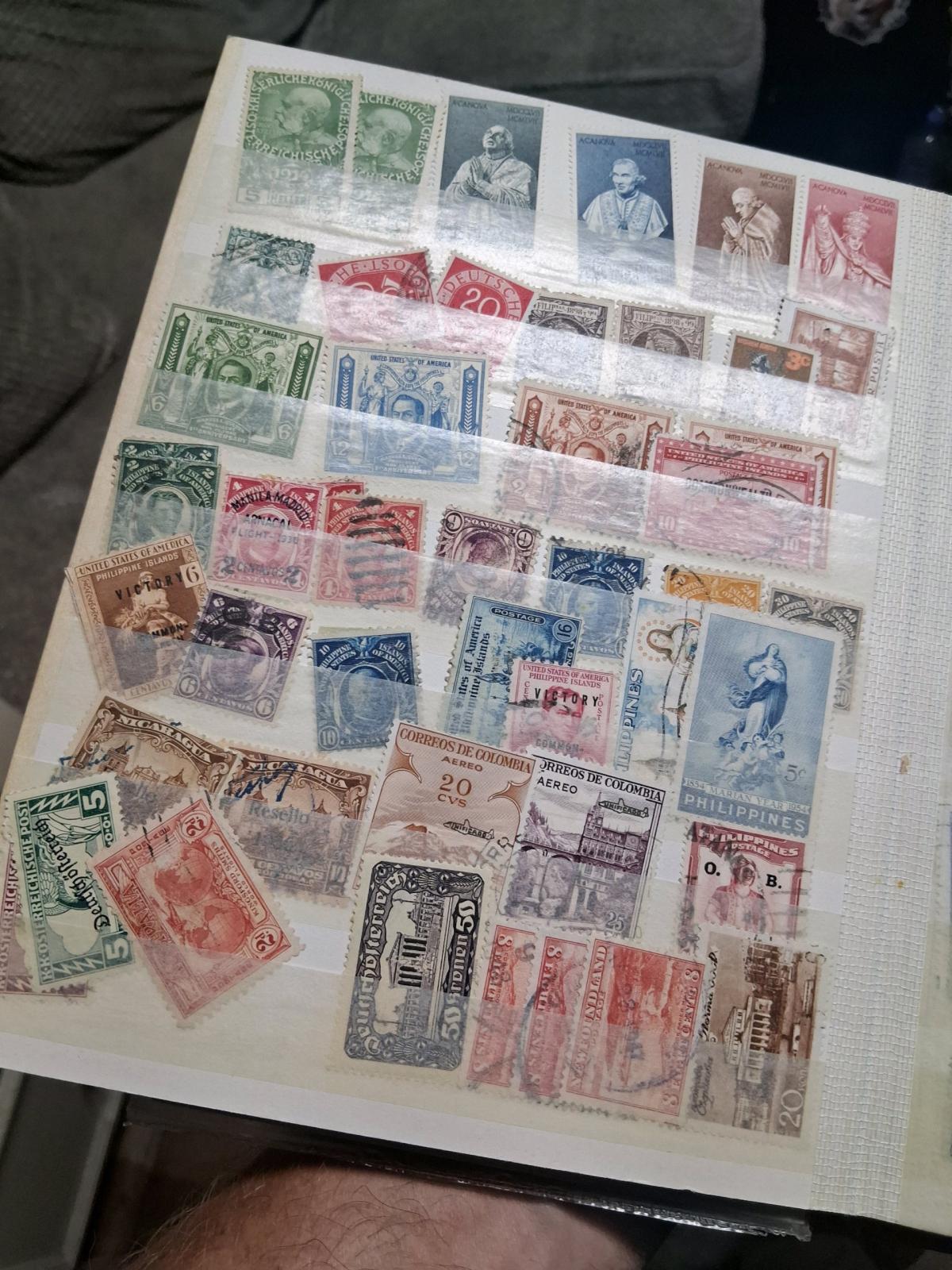 old antique 20 plus page front and back world stamp binder