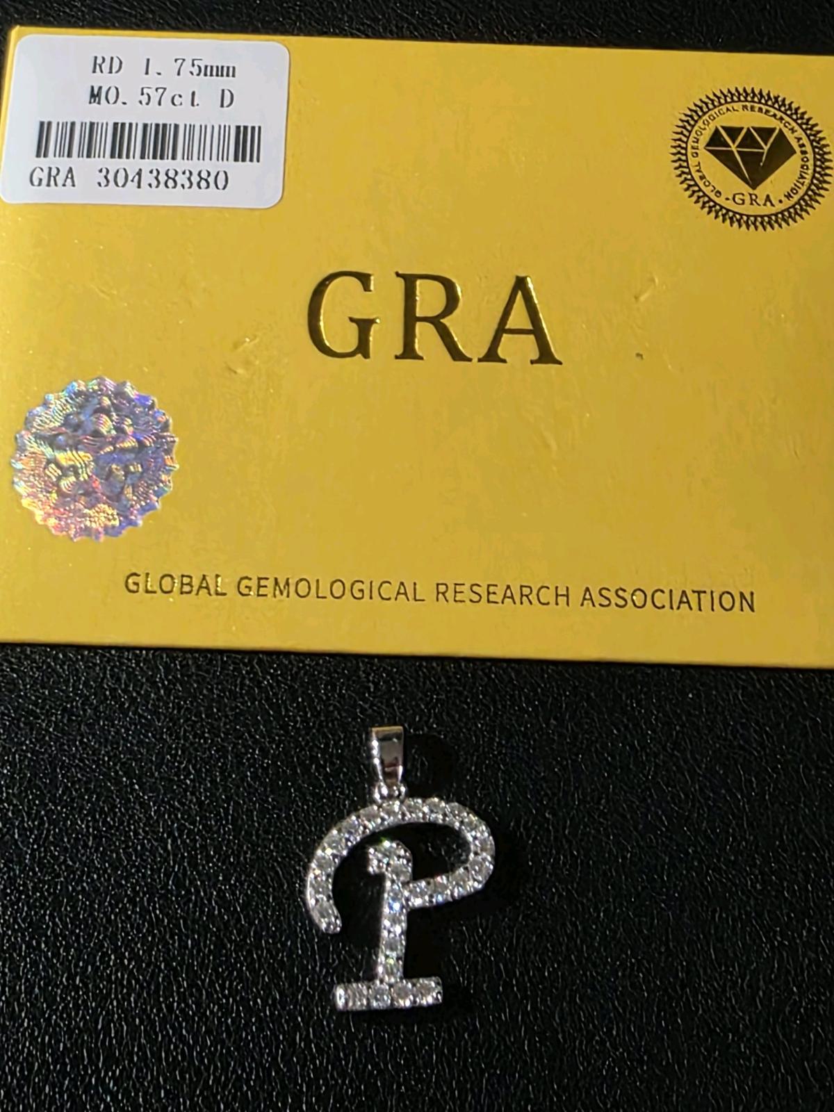 letter P charm real Moissanite Diomands