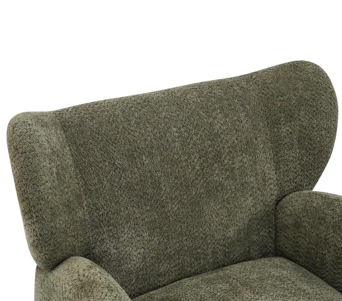 2 Brand New Modern Boucl Accent Chairs  Olive Green
