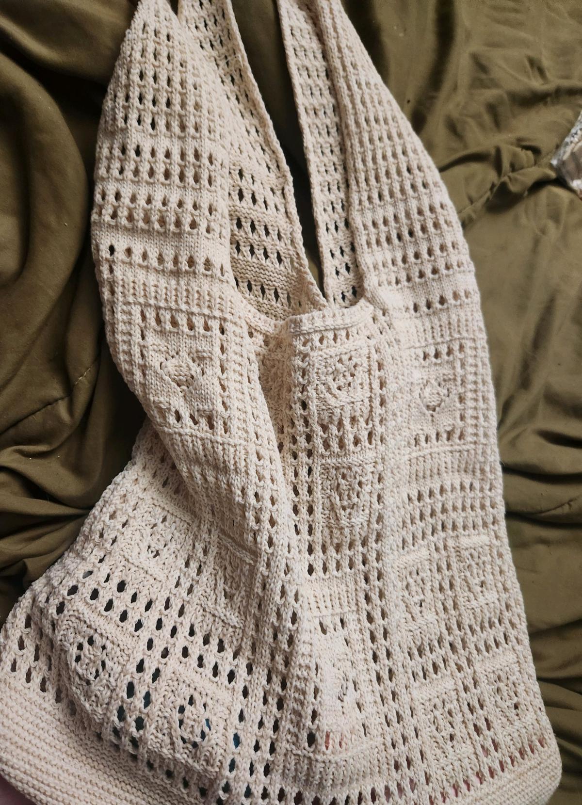 Cream white Crochet Knit bag