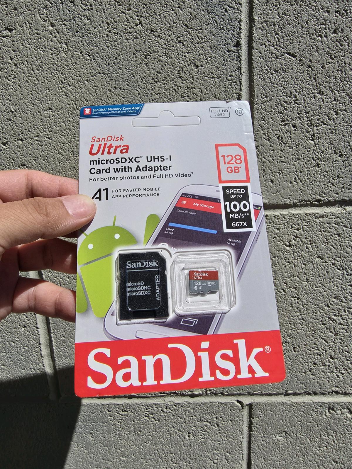sandisk micro sd card 128gb with adaptor