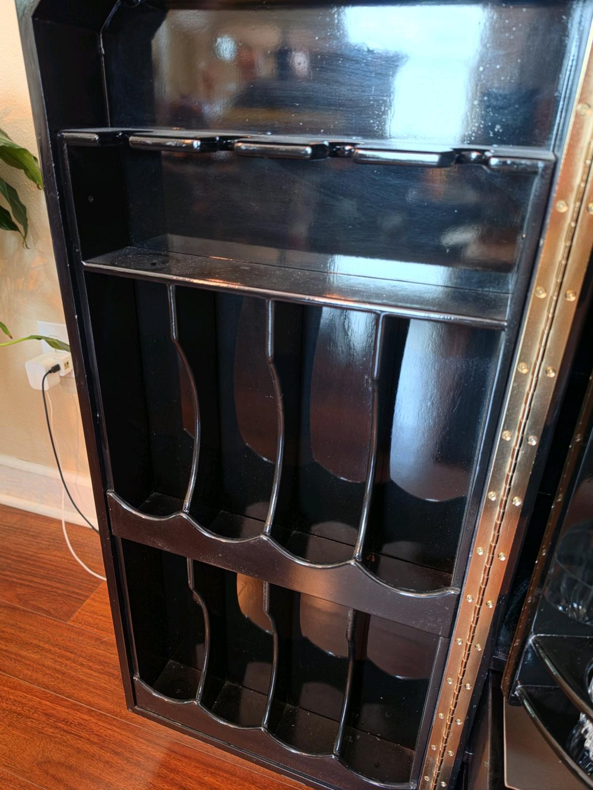 Antique Italian Service Bar Black Mahogany Lacquer