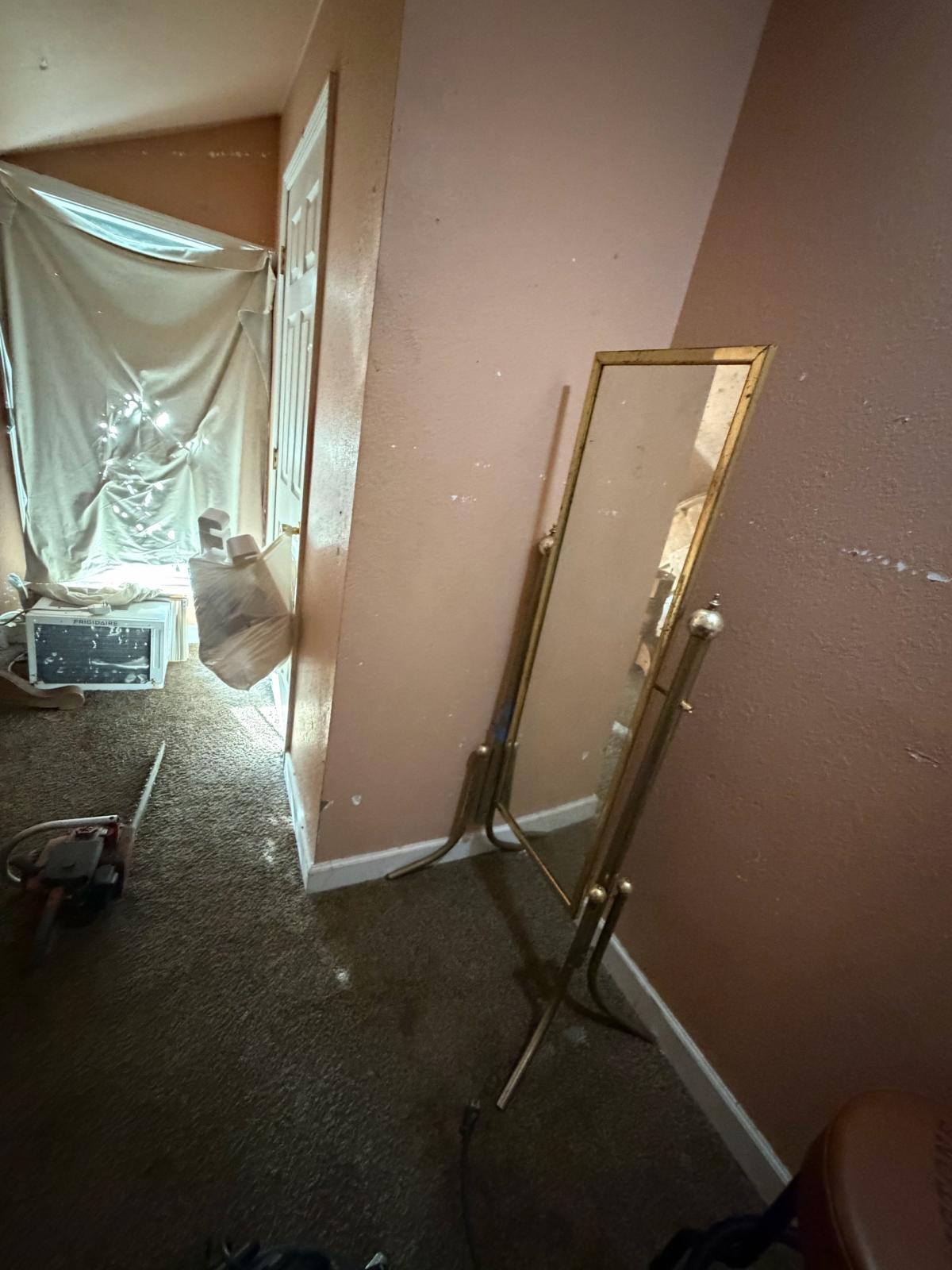 brass floor length mirror