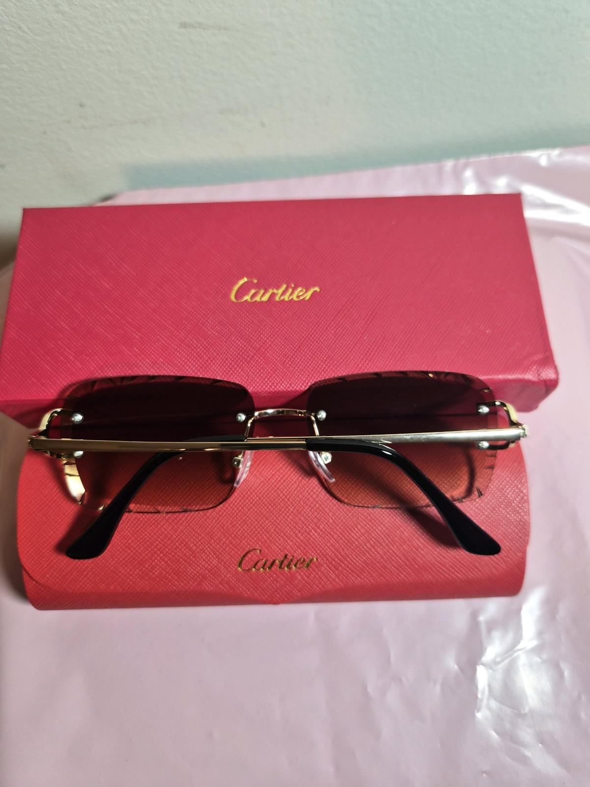 Womens Rimless Sunglasses Gold Frame Gradient Brown Lenses