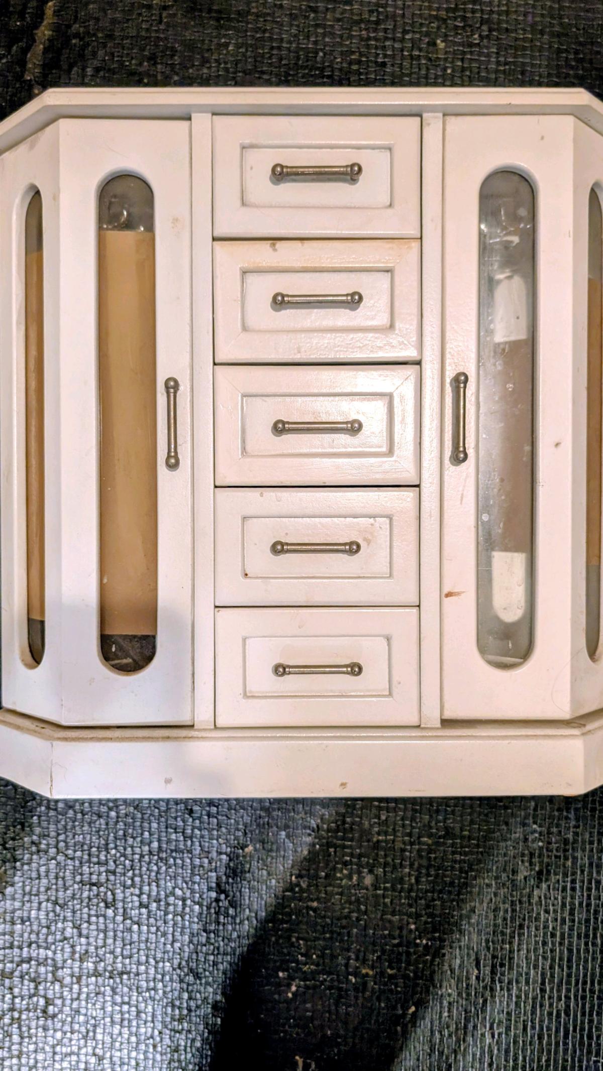 jewelry box white 5 opening drawers 2 opening side doors