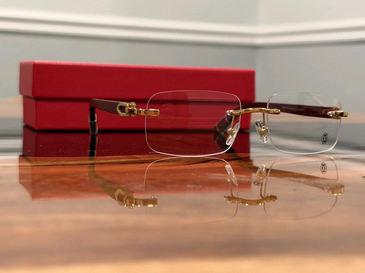 Cartier Sunglasses Clear Lens Wood Frame