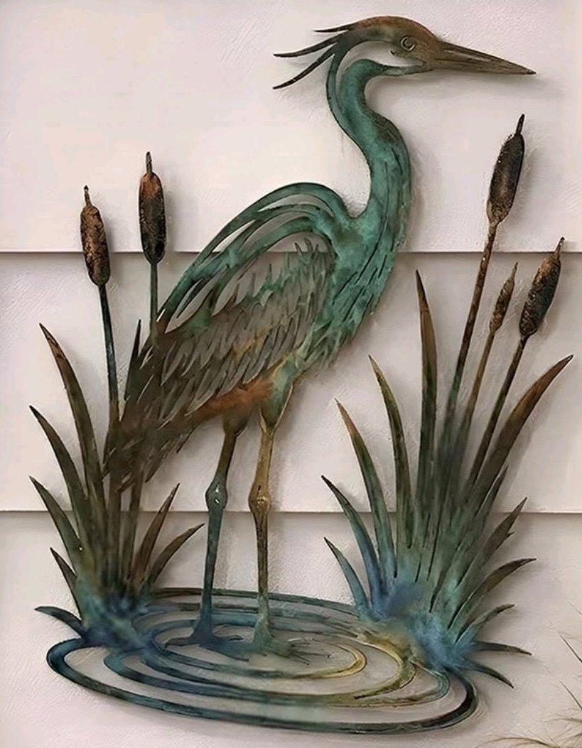 Metal Heron Wall Decor
