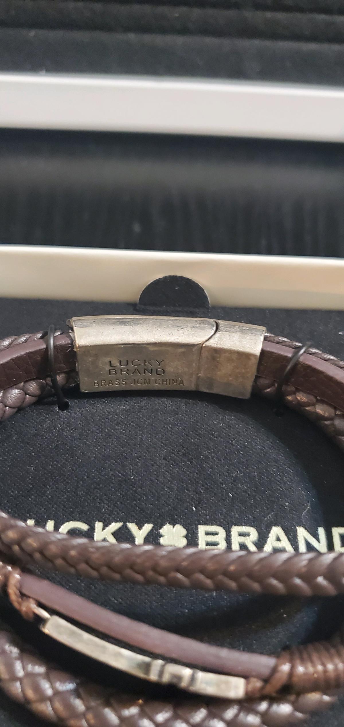 Lucky Brand Brown Leather Braided Cross Bracelet