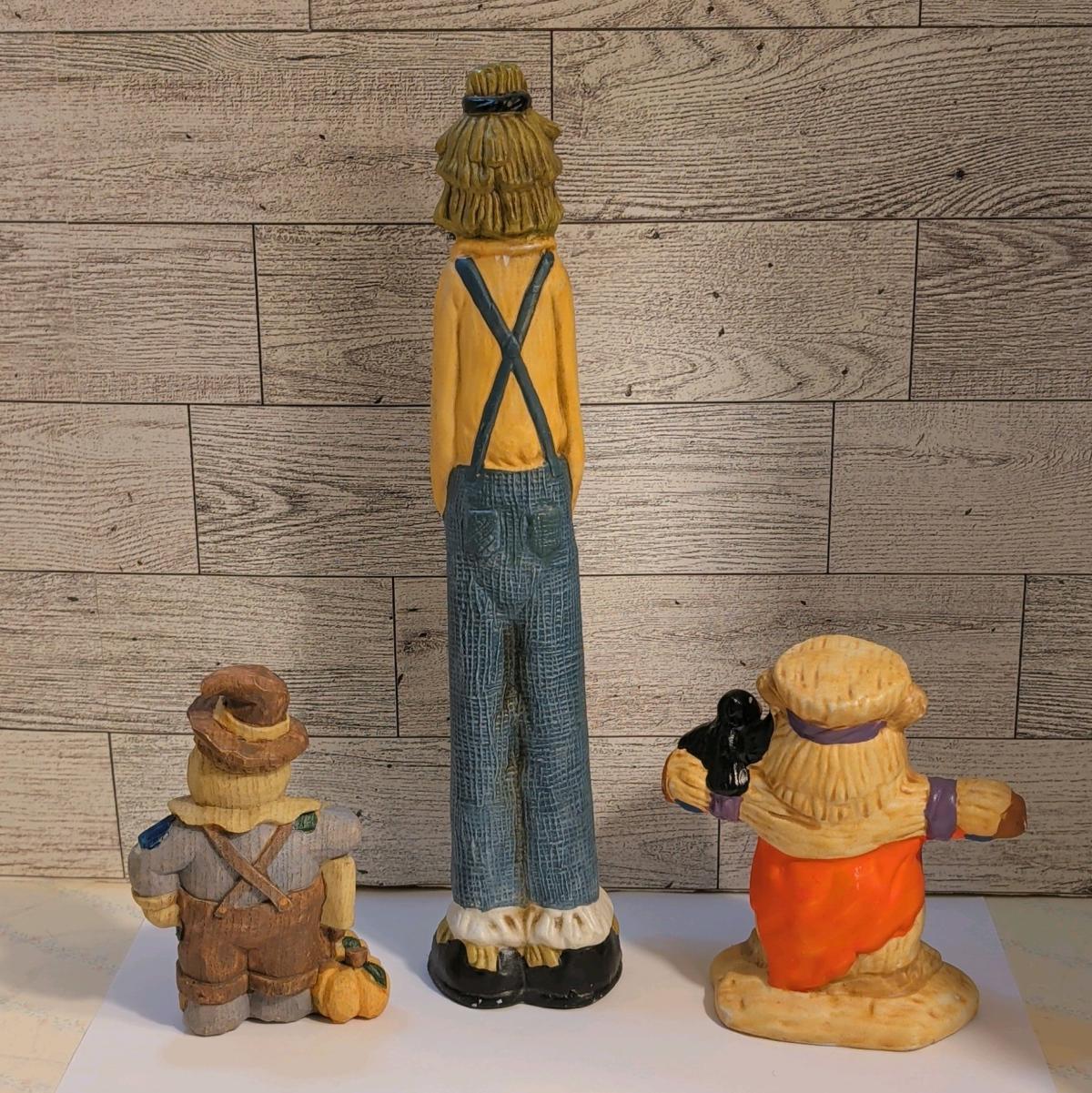 Scarecrow Fall Harvest Figurines Set of 3 Multicolor Matte R