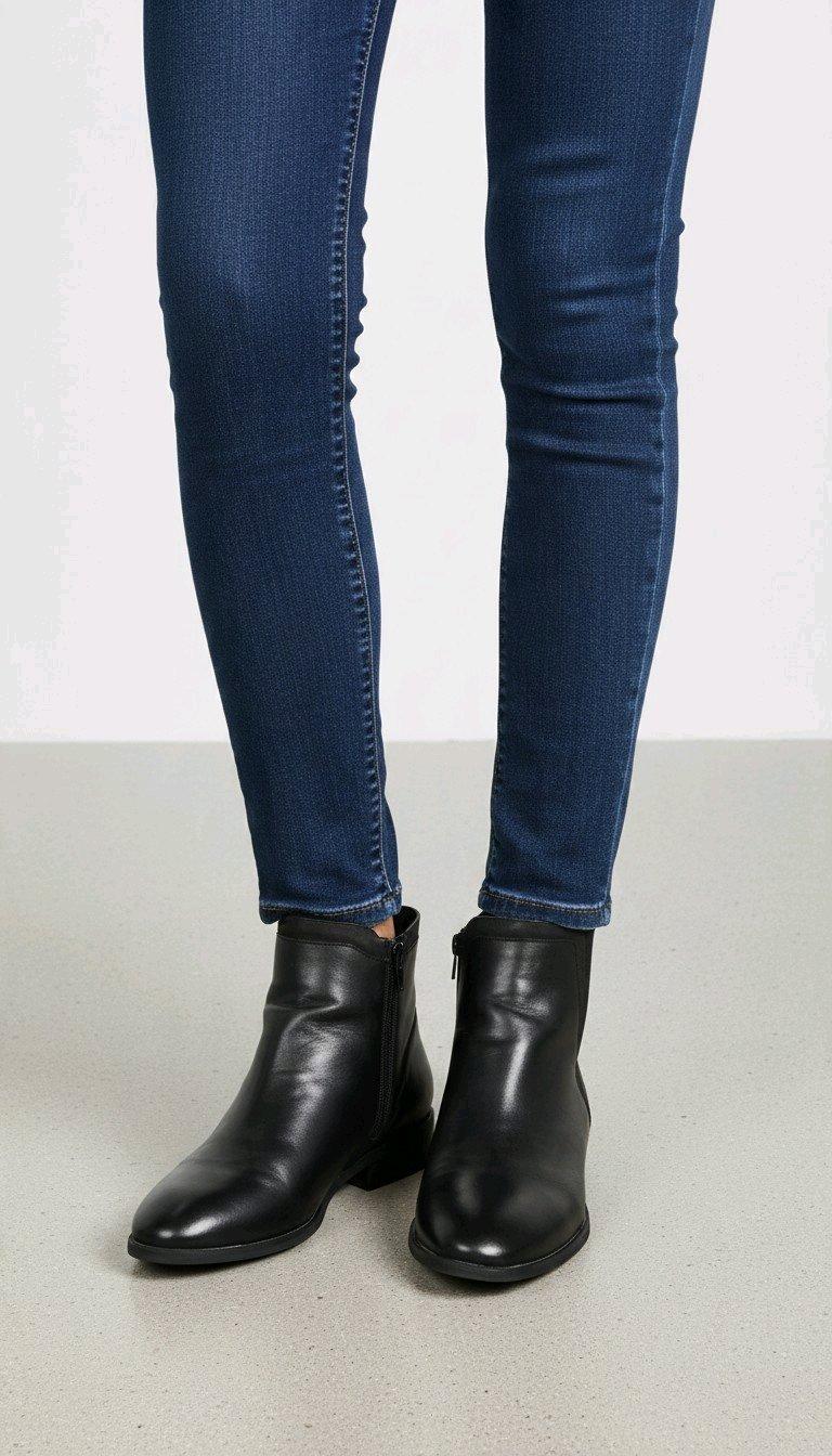 MIA Amore Black Ankle Boots Memory Foam Comfort Low Heel