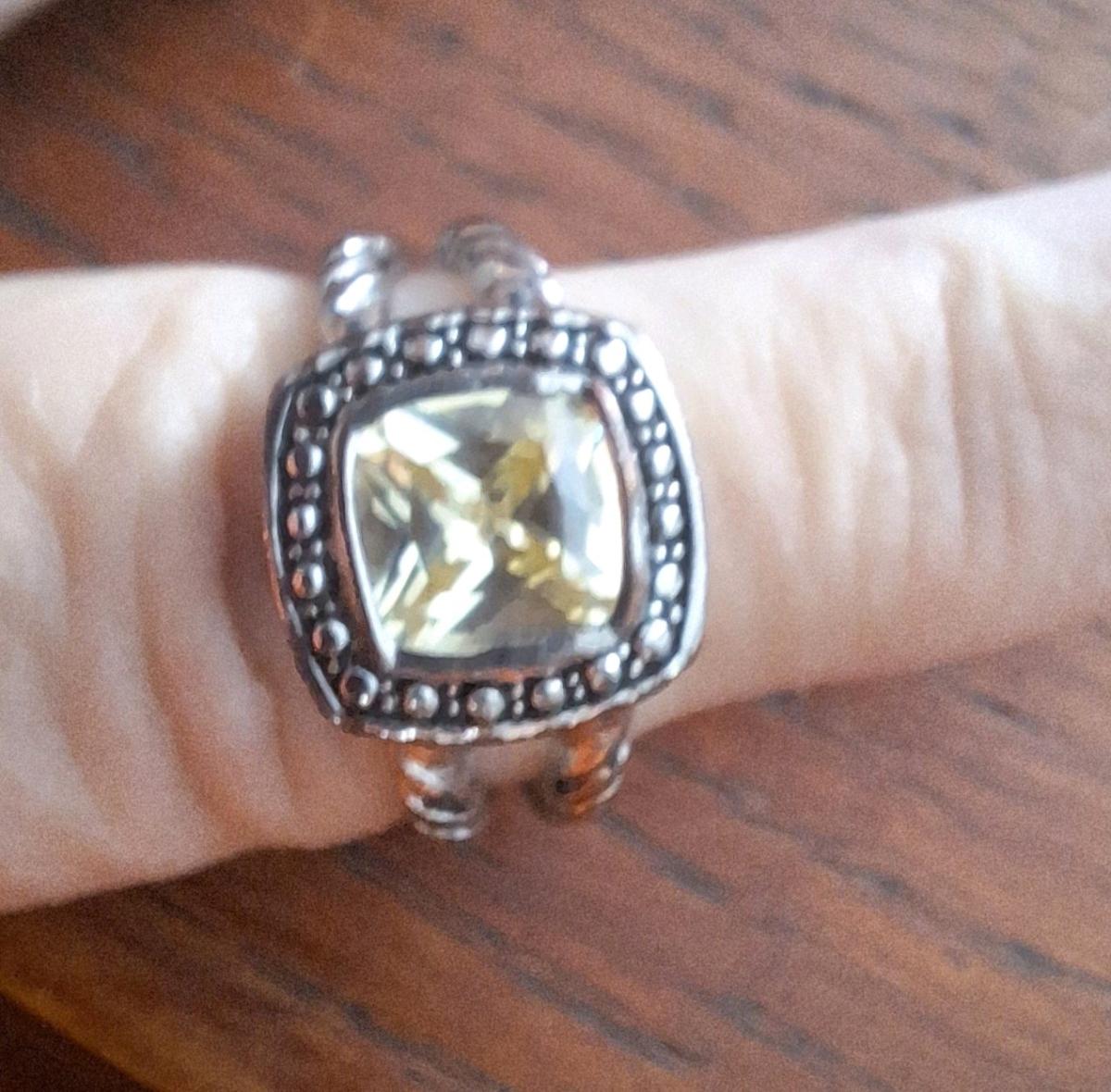 Square Yellow Peridot Ring