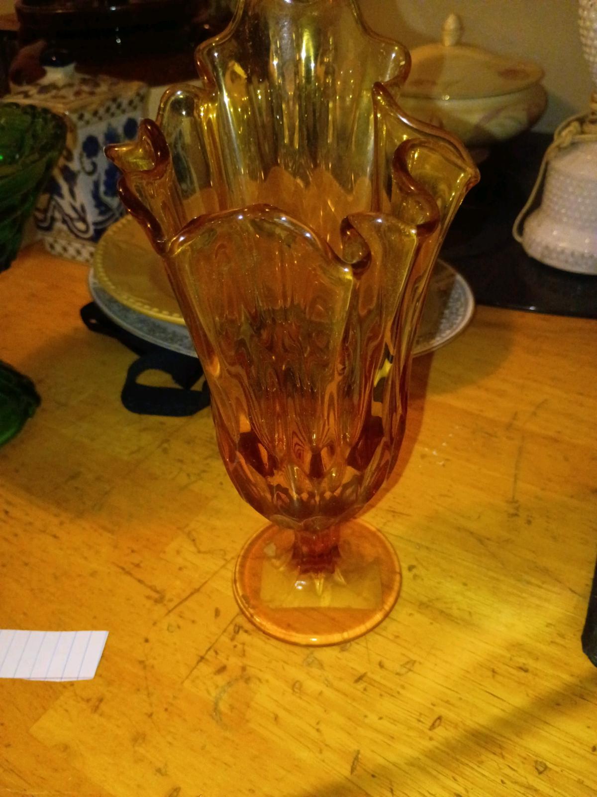 Vintage Fenton Vase Amber