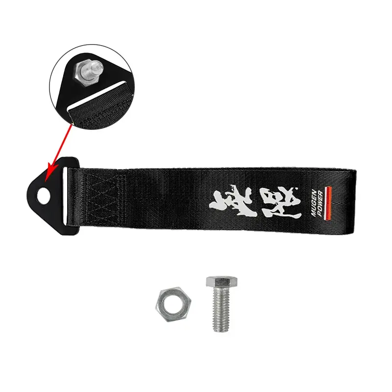 NEW Universal Mugen Power High Strength Black Tow Strap