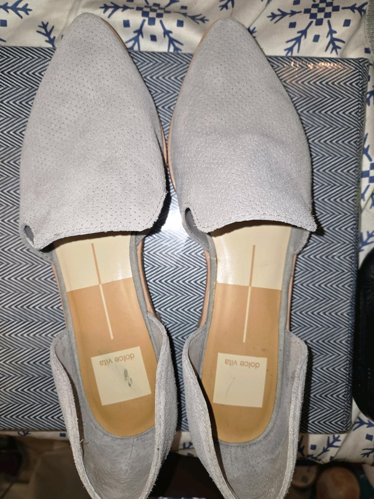 Dolce Vita Light Gray Suede Pointed DOrsay Flats