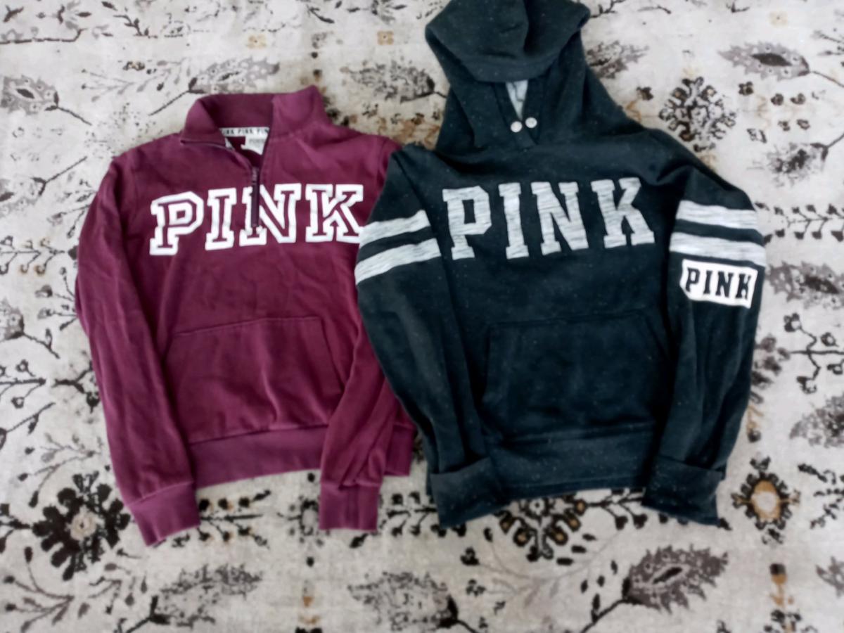 Bundle of 2 Victorias Secret PINK Pullover Sweatshirt Hoodie