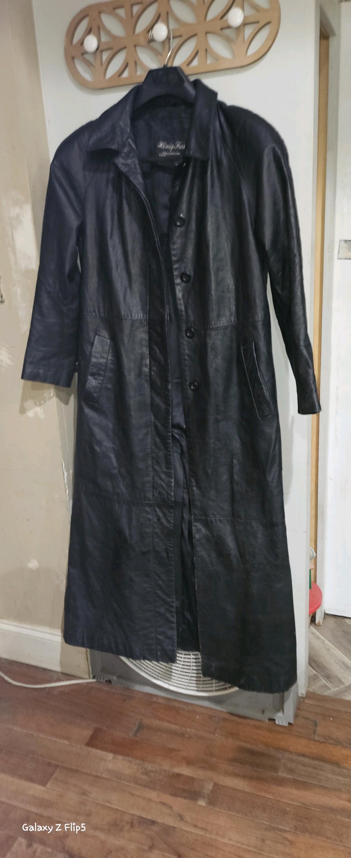 Leather trench coat