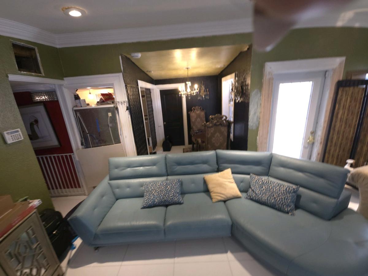 Teal Leather Sectional Sofa with Chaise