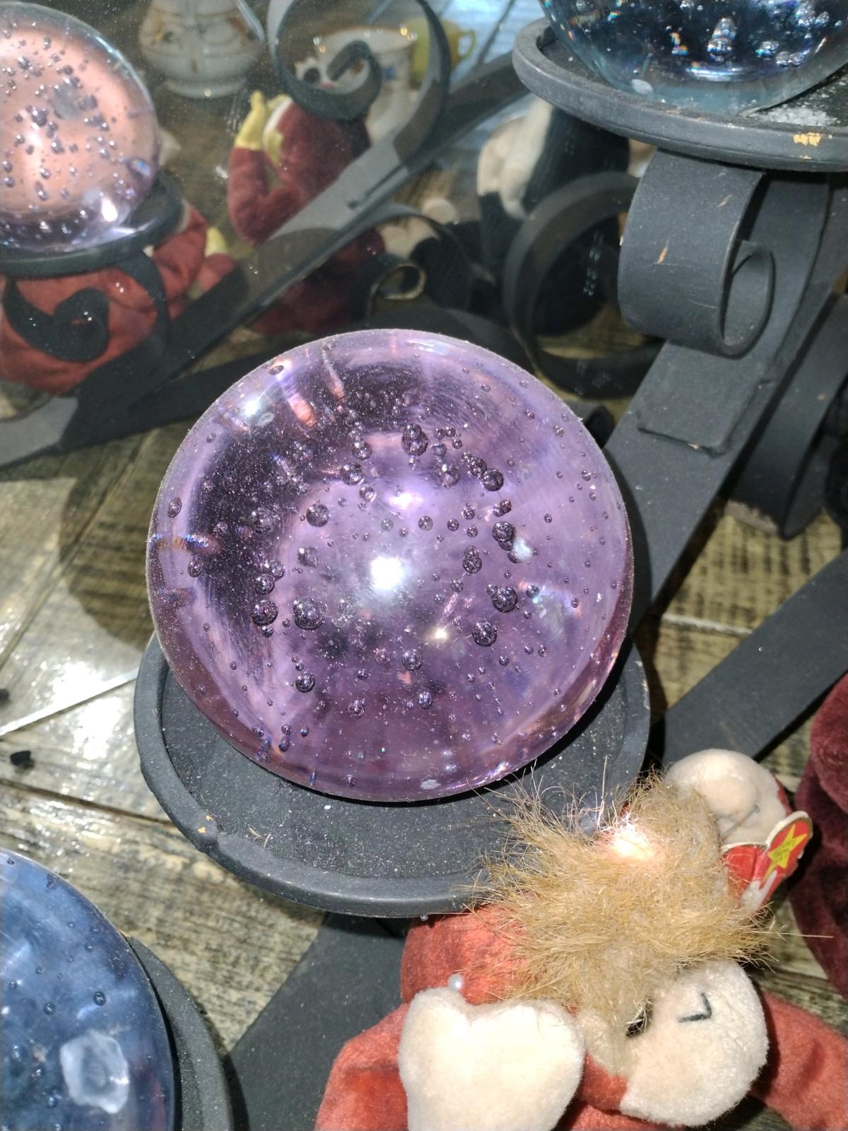 Vintage Controlled Bubble Glass Sphere Paperweight  As Is