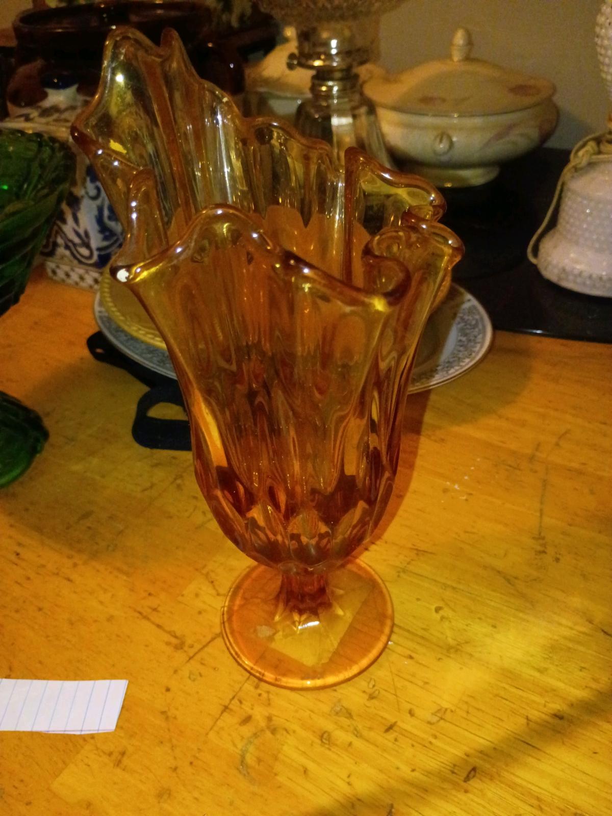 Vintage Fenton Vase Amber