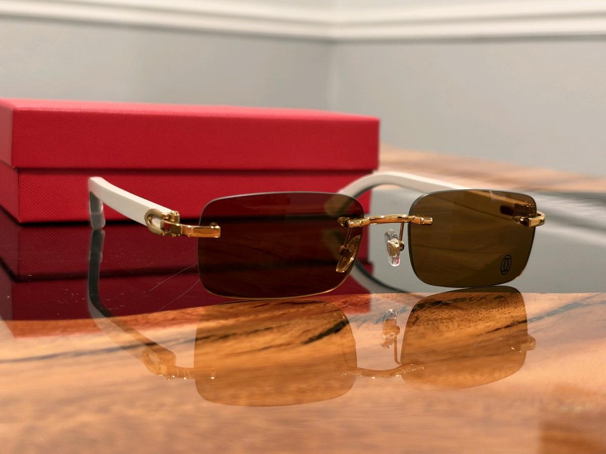 Cartier Sunglasses Brown Lens White Frame