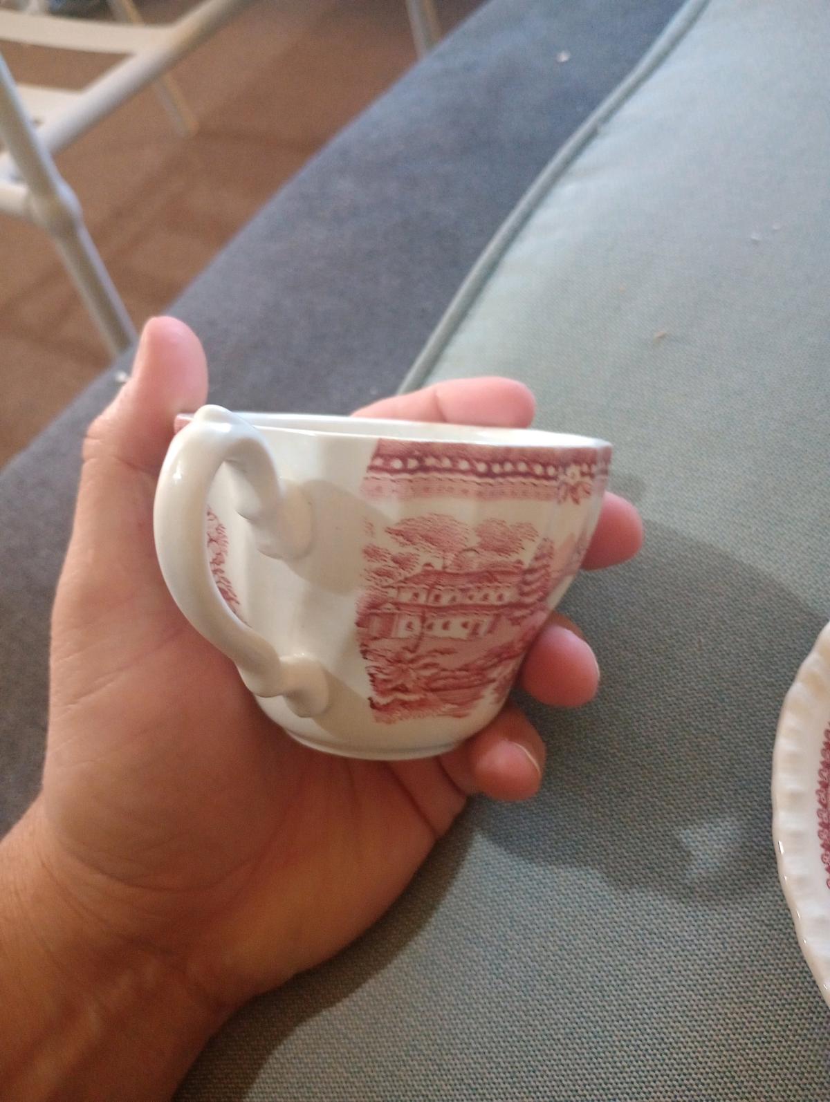 Masons vintage pink transferware tea cup n saucer 1890 1950