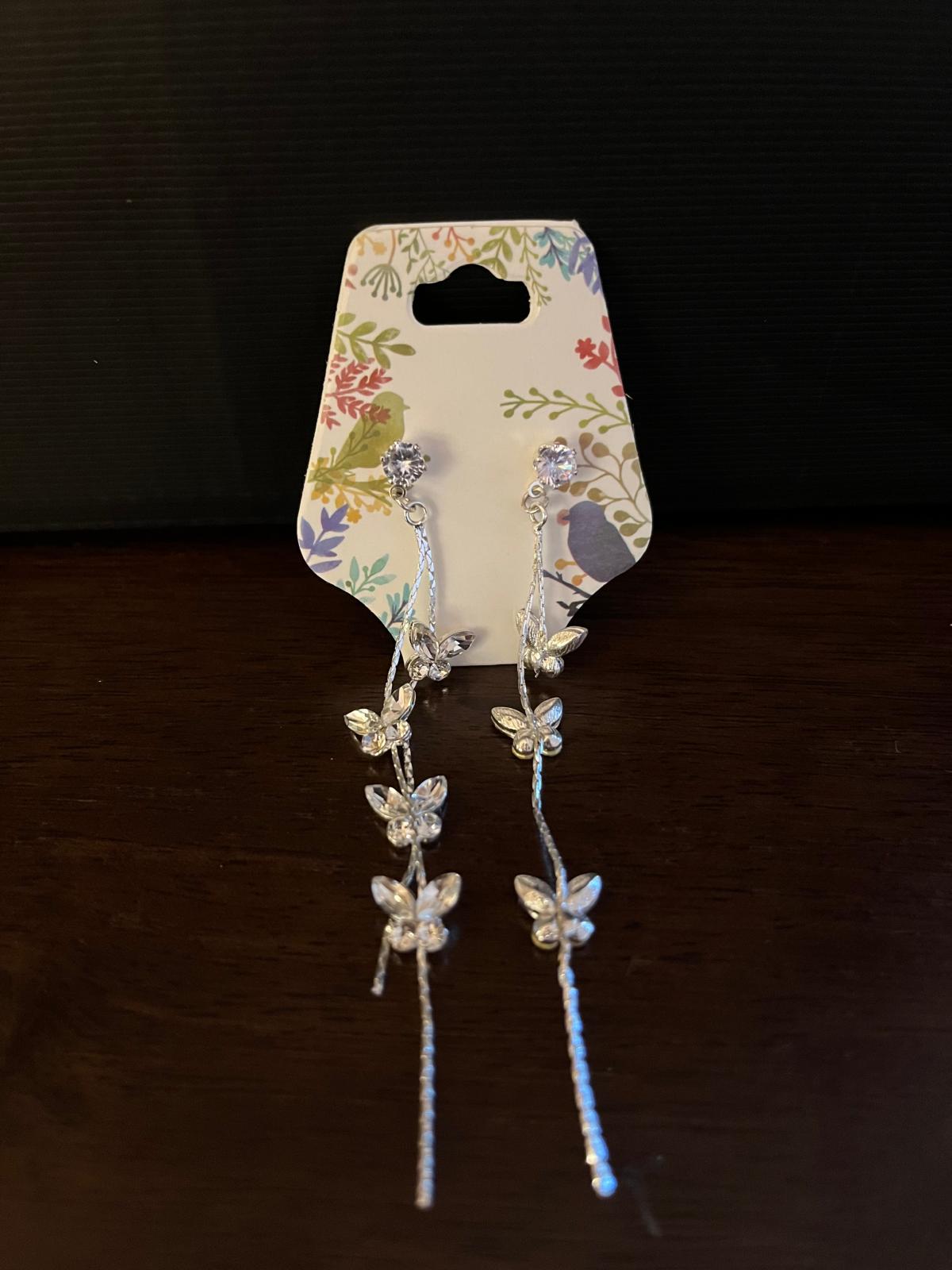 Silver Full Winged Butterfly Post Earrings