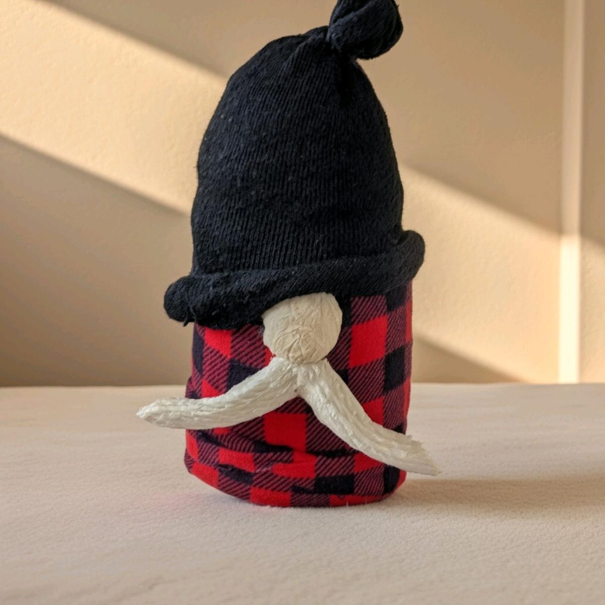One of a kind red and black handmade gnome