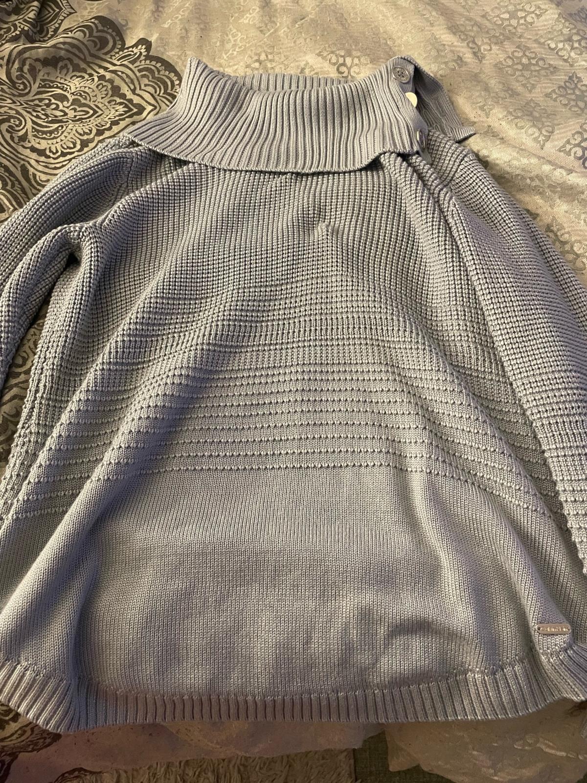 This is a grey Calvin Klein Womens Buttoned CowlNeck Sweater