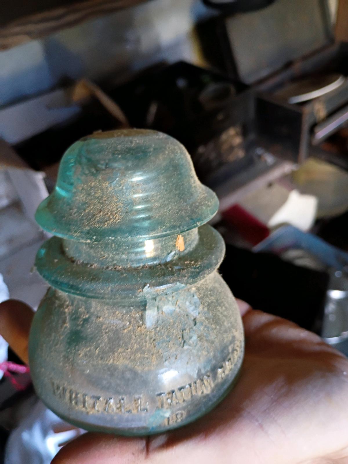 Vintage Telegram and Telephone Green and White Insulators