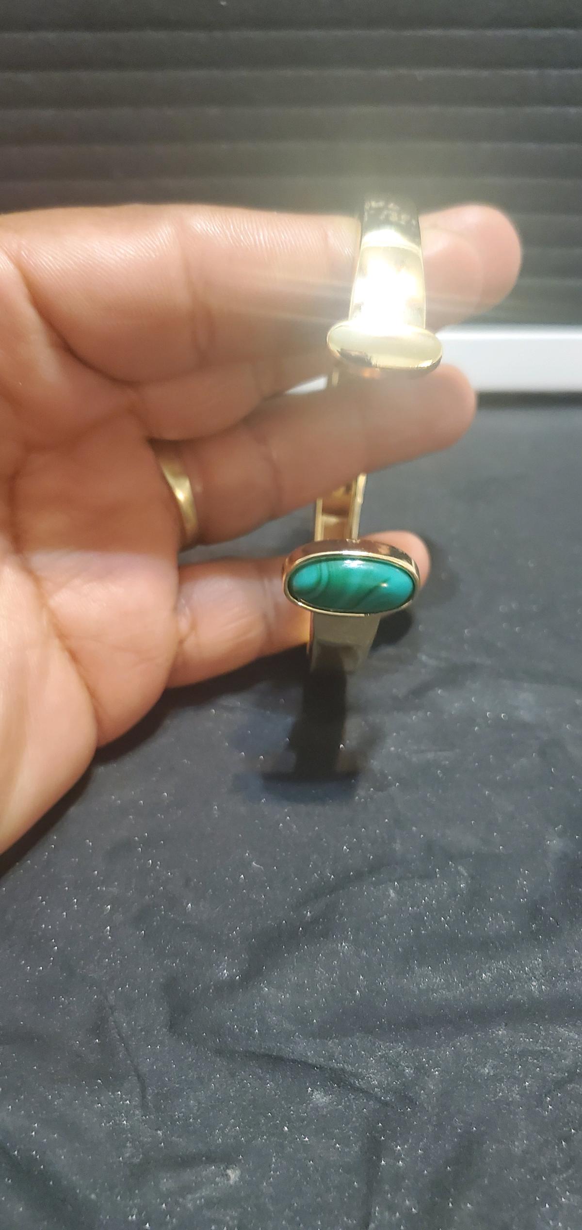 Jessica Simpson Womens Cuff Bracelet with Green Stone