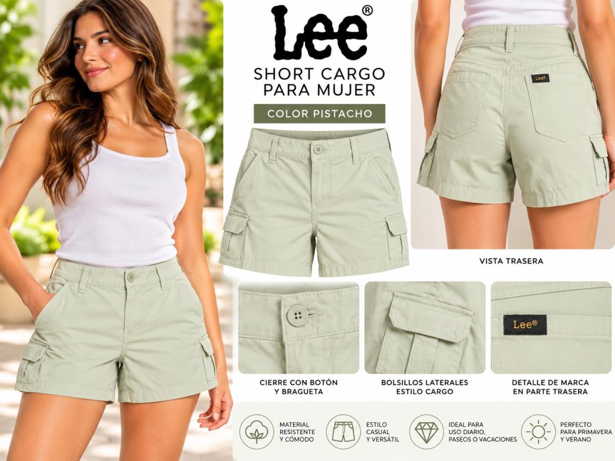 Short Cargo Lee para Mujer Color Pistacho