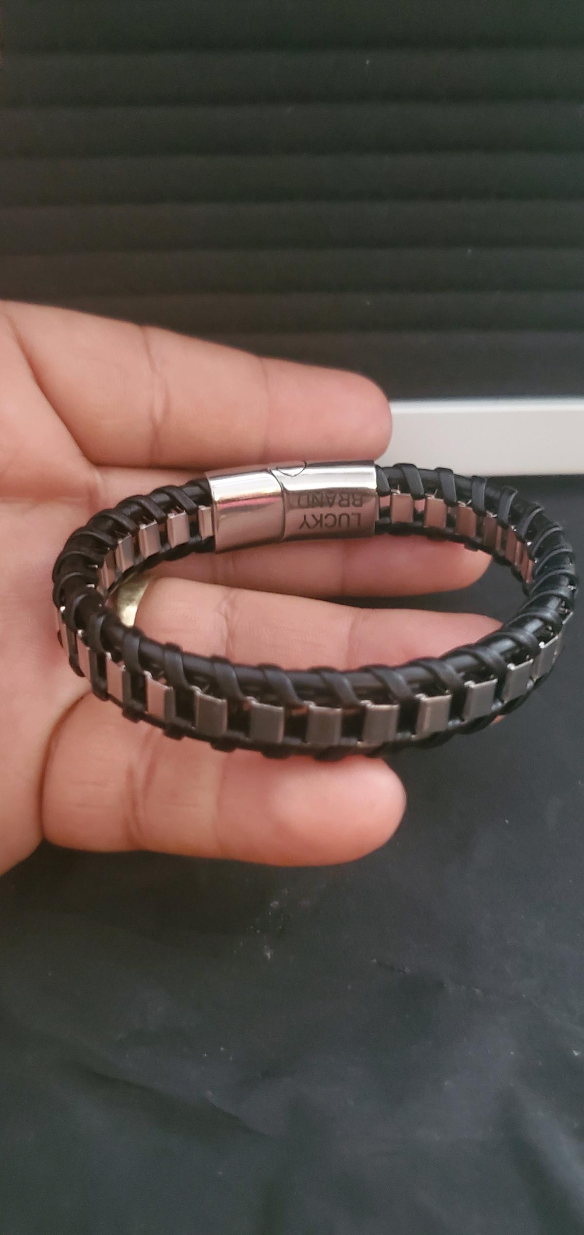 Mens Woven  Stainless Bracelet Black Magnetic Clasp no box
