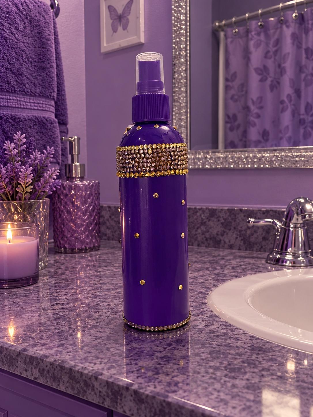decorative purple empty spray bottle