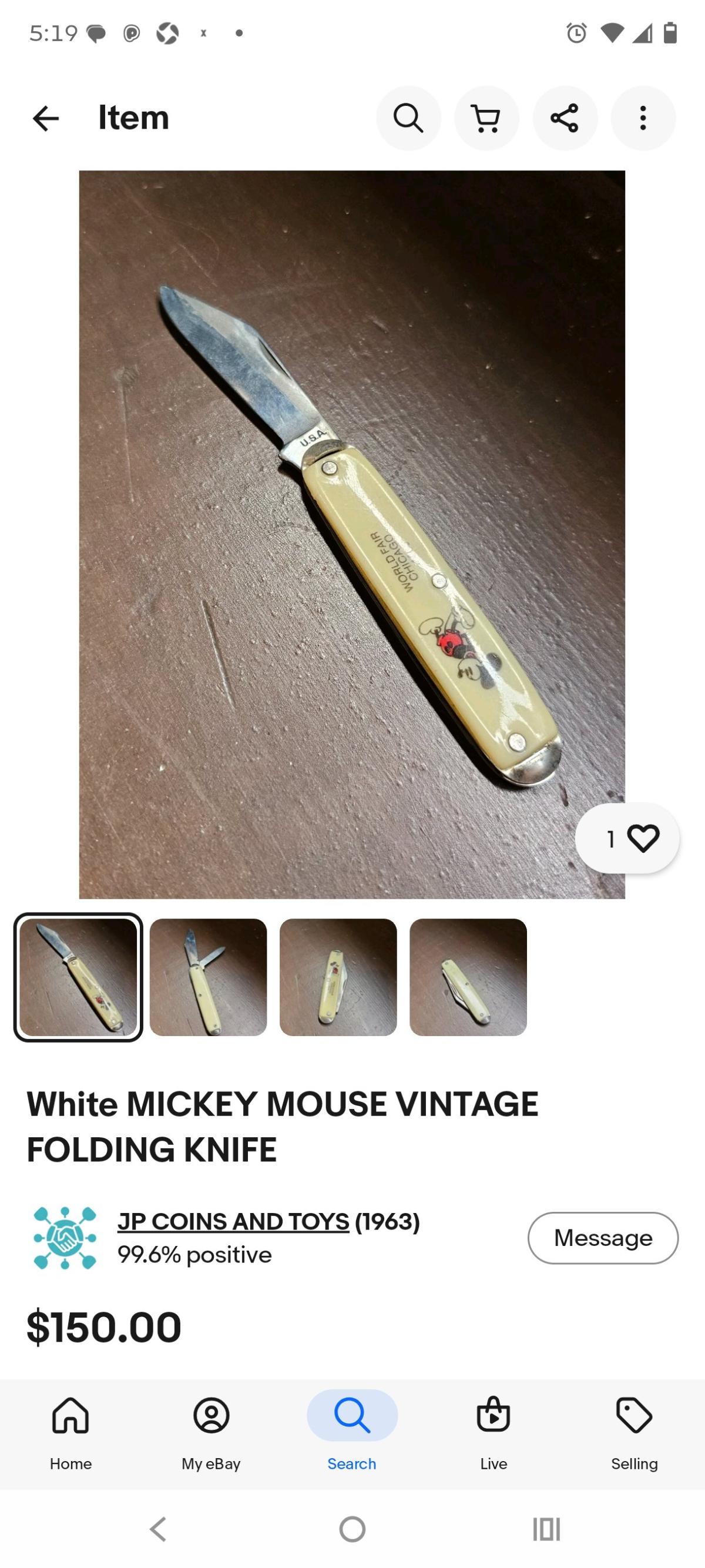 Mickey mouse vintage knife from 1933