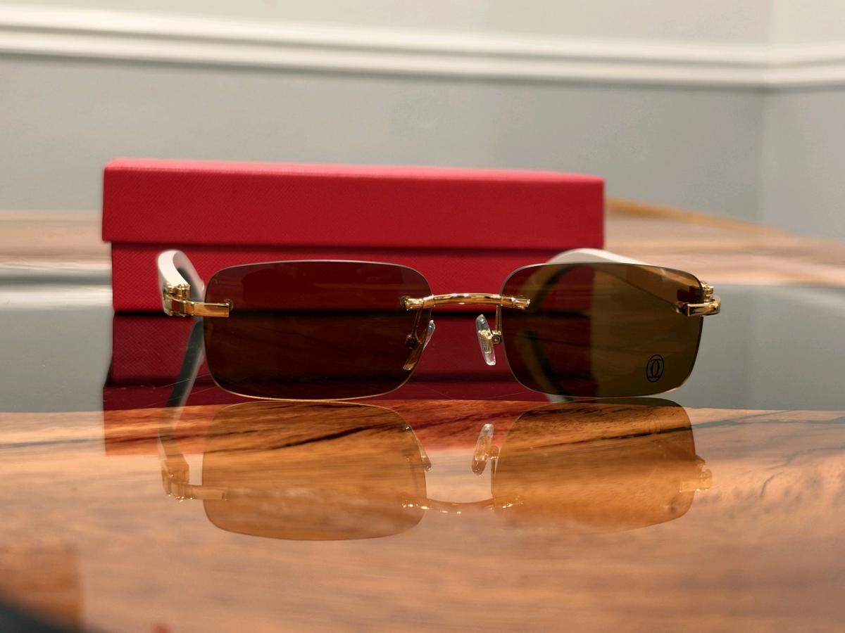 Cartier Sunglasses Brown Lens White Frame